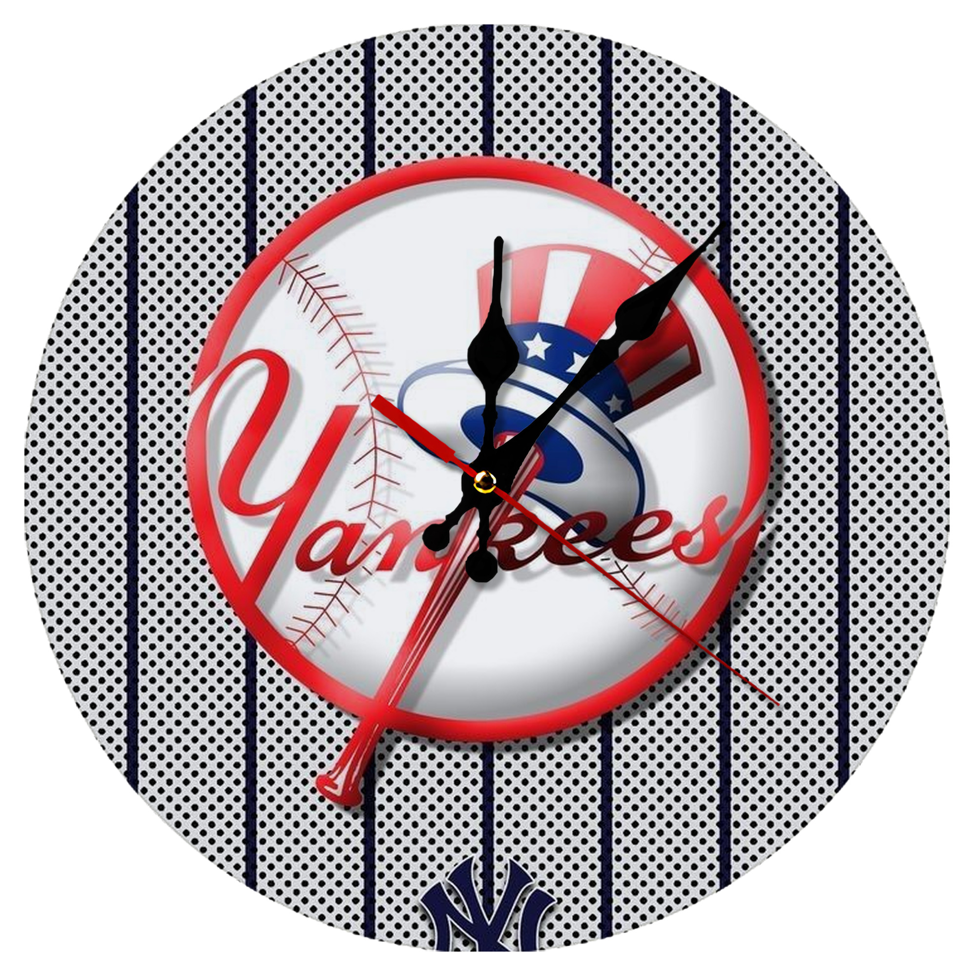 New York Yankees 197 Silent Round Wall Clock – Modern & Stylish DIY Design, Durable Wood Construction, Easy To Install – Perfect For Office, Bedroom, Living Room, And More